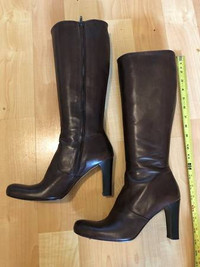 Ladies Vero Cuoio leather boots 4" heel EU 39 (8.5) $125, brown