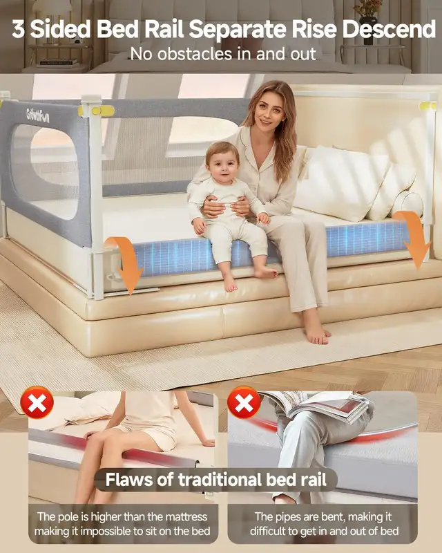 Growthfun 3-Piece Queen Size Bed Rail in Beds & Mattresses in Truro - Image 4