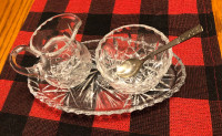  Crystal milk and sugar set with tray 