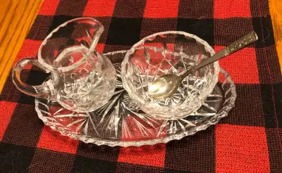  Crystal milk and sugar set with tray , View more