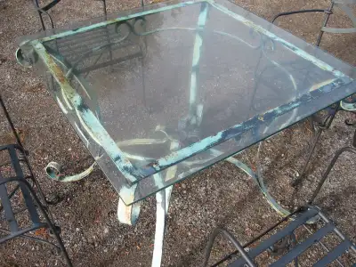 CAST IRON PATIO TABLE / GLASS TOP @ CHAIRS - in NEWCASTLE, View more
