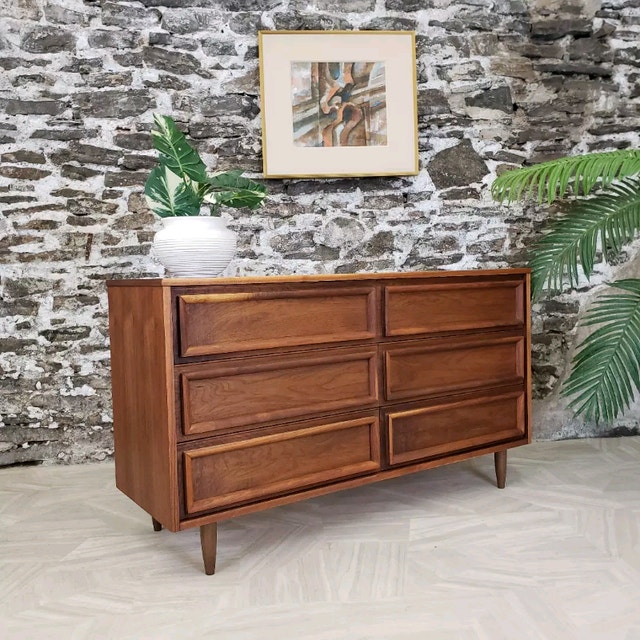 MidCentury Modern Walnut Lowboy Dresser Arts & Collectibles