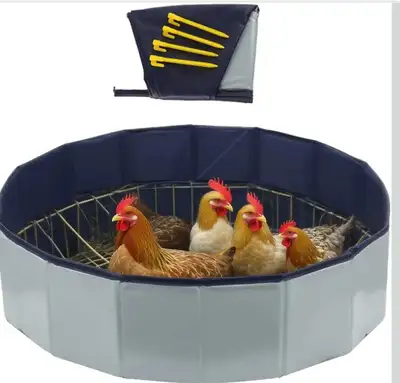 Large Chicken Dust Bath Tub (47" D * 12" H), Foldable Design, Ex, View more