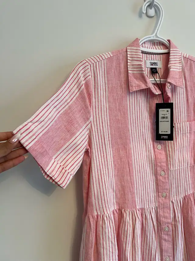 Tommy Hilfiger linen shirt dress XXS NWT (oversized) in Women's - Dresses & Skirts in Markham / York Region - Image 4