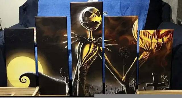 Nightmare Before Christmas 5 panel painting in Home Décor & Accents in Saskatoon - Image 5