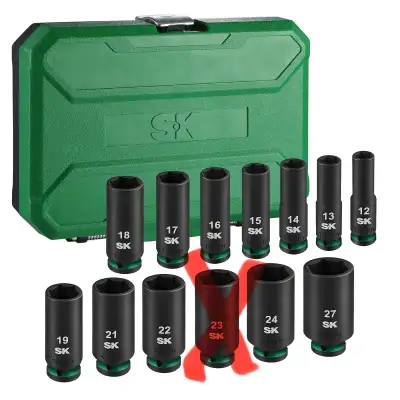 SK 1/2" Drive Impact Socket Set, Deep Metric Sockets - 13pc, View more
