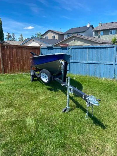 2018mirrocraft aluminum fishing boat with a2019 shor lander trailer and 2024 6hp mercury very low ho...