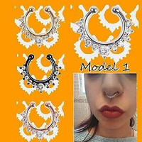 4 PCS Cristal faux anneaux Piercing septum.