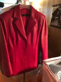 Ladies Red Genuine Leather Blazer-Olde Hide House
