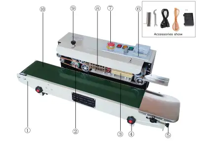 110V Continuous Band Horizontal Bag Sealer FR-770 070746, View more