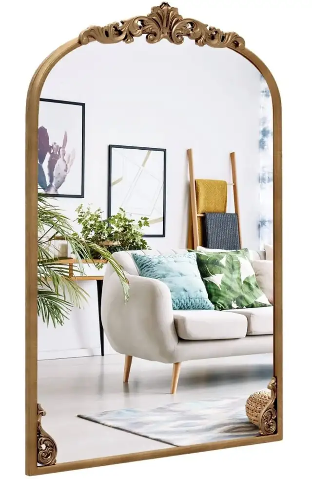 Arched Gold Wall Mirror – Vintage Baroque Style | 38" x 26" in Home Décor & Accents in Mississauga / Peel Region - Image 3