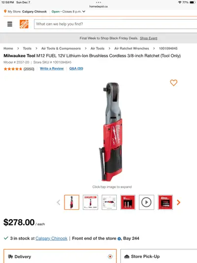 Milwaukee Tool M12 FUEL 12V Lithium-Ion Cordless 3/8 Ratchet, View more