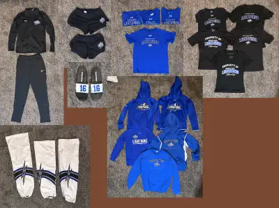 Durham West Lightning variety of apparel/hockey socks/slides, View more