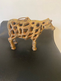 Vintage Japanese cast Iron Hanging Cow Japanese Garden Lantern.