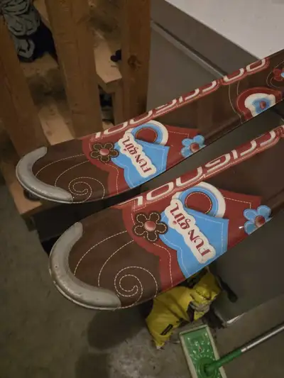 Girls down hill skis and boots like new, View more