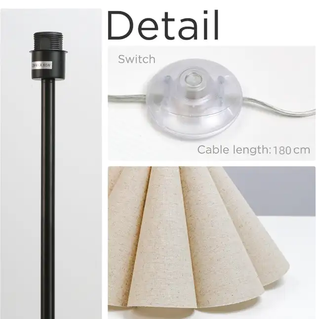 New Modern Black Pole Floor Lamp,Simple Design Tall Lamp/Beige in Indoor Lighting & Fans in Calgary - Image 6