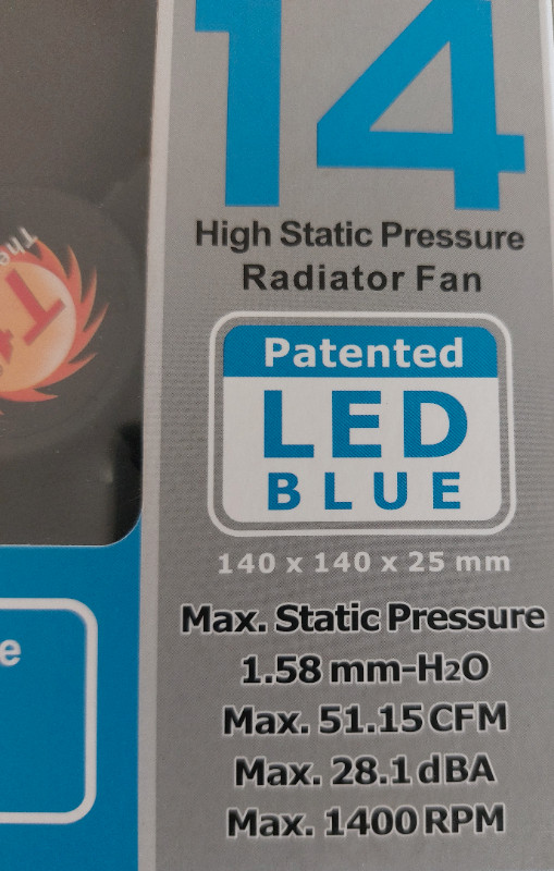 New Thermaltake Blue LED 140mm Computer fan CL-F039-PL14BU-A in System Components in Peterborough - Image 2