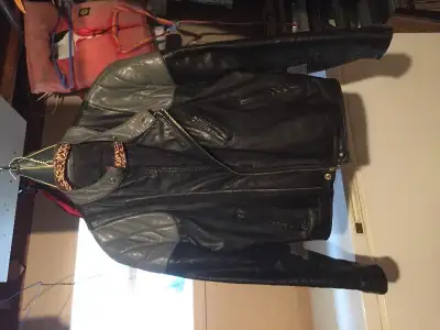 Golden Crown by Bristol. leather biker jacket. Used but in very good shape, All zippers work well. T...