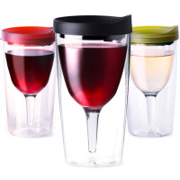 Set of 2 Insulated Acrylic Wine Cup Tumbler with Lid