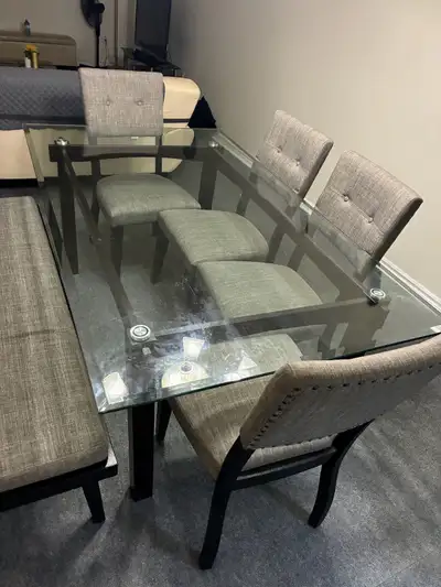 dining table with chairs and bench, View more