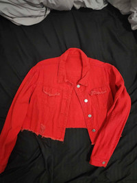 Veste en jean rouge