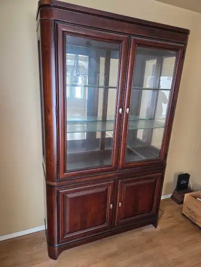 Wood/Glass Curio China Cabinet, View more
