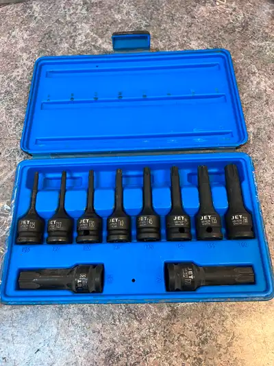 Jet 610326 10-piece 1/2" drive TORX bit impact socket set, designed for high torque applications. Th...