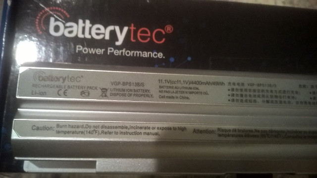 Batterytec Laptop Battery for Sony Vaio in Laptops in Bedford - Image 2