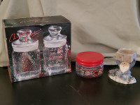 3 Xmas Containers and a Santa tealight holder