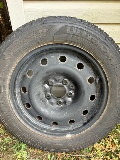 Winter tires on steel rims on for 4 seasons lightly used. 5 x 114.3 bolt pattern.
