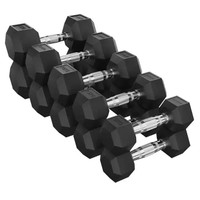 Hex Rubber Dumbbell with Metal Handles, Pair of 2 Heavy Dumbbell