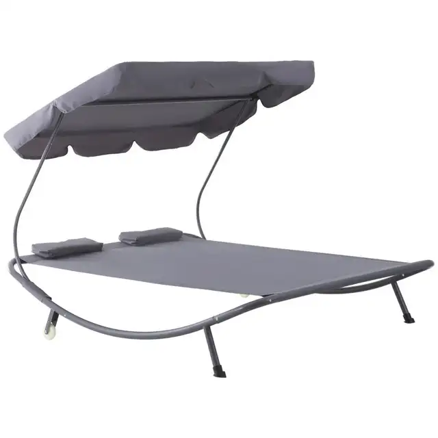 Double Patio Lounger with Adjustable Canopy, Outdoor Daybed Hamm in Patio & Garden Furniture in Markham / York Region - Image 3