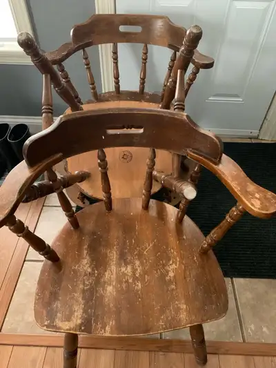 4 Antique solid wood chairs. Need to be refinished.