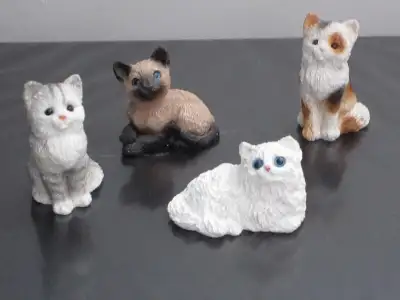 Hand-made, hand-painted collectible STONE CRITTERS Pure Bred CATS Figures Available: Calico, Siamese...