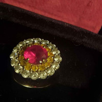 Ruby, Yellow Sapphire & Moissanite ring