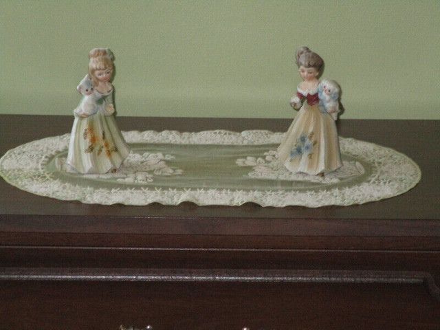 PORCELAIN CHINA DOLLS &amp; doily. $25 obo.. in Arts & Collectibles in Kamloops