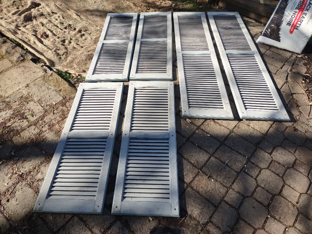 6 Blue/Gerry P.V.C. Shutters for your home in good condition. in Outdoor Décor in Guelph