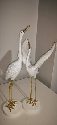 White Crane Sculpture for Home Decor