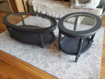 Beautiful Refinished Antique Coffee Table and Side Table, View more