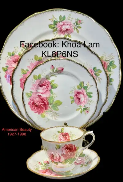 American Beauty pattern by Royal Albert dinner place setting-, View more