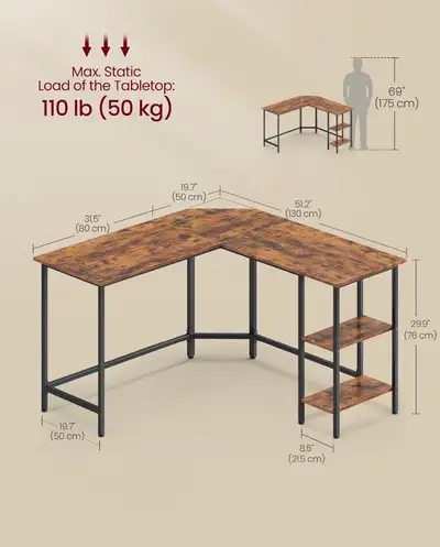 L-shaped corner desk, View more
