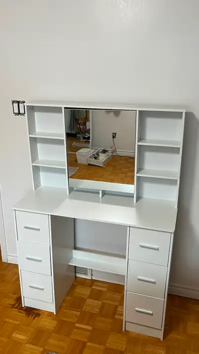 Premium White Vanity Dressing Table | 7 Drawers &  Mirror, View more
