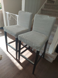 IKEA bar stools with backrest, dark brown+light gray, 75cm