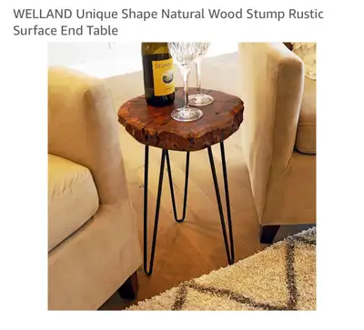 WELLAND Natural Wood Stump End Table, View more