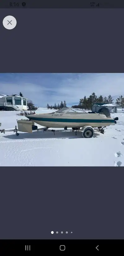60 horse johnson. Wired for 12 volt trolling motor. Hummingbird fish finder. Ski pole . Older boat b...