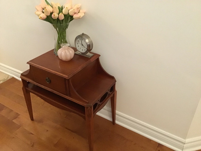 Antique Wood night table/ phone table with drawer in Other Tables in Ottawa - Image 2