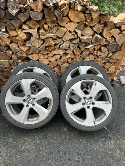 -Painted (chipping) 18” gti wheels -2 tires good, other 2 just okay -$300