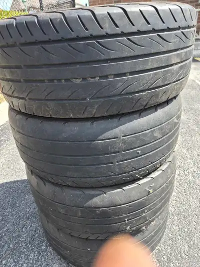 Offering a set of Yokohama 195/55R15 tires. These tires are used and show signs of wear, but still h...