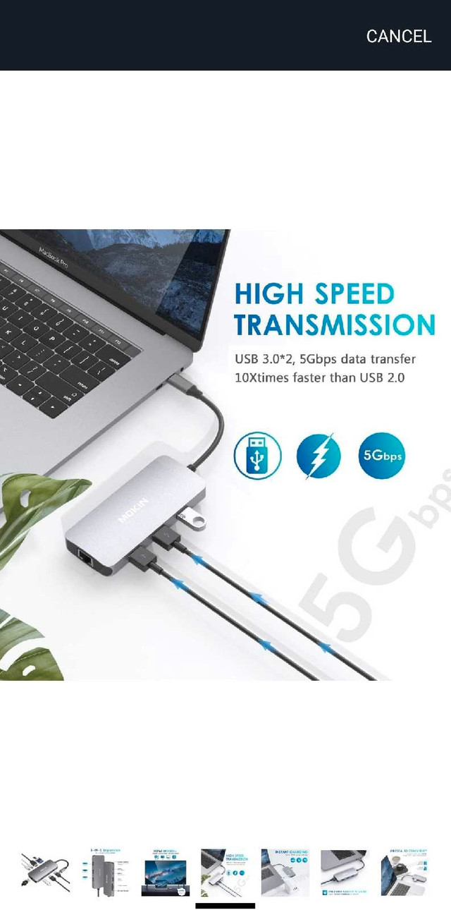 MOKIN USB C Adapters for MacBook Pro/Air, Mac Dongle with 3 USB. in Cables & Connectors in Markham / York Region - Image 4