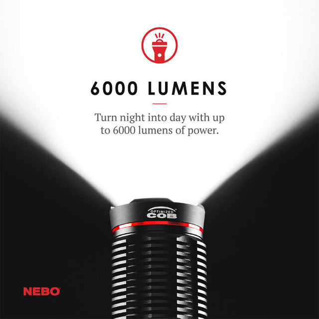 Nebo Redline 6K rechargeable flashlight,6000 lumens,super bright in Fishing, Camping & Outdoors in Oshawa / Durham Region - Image 3